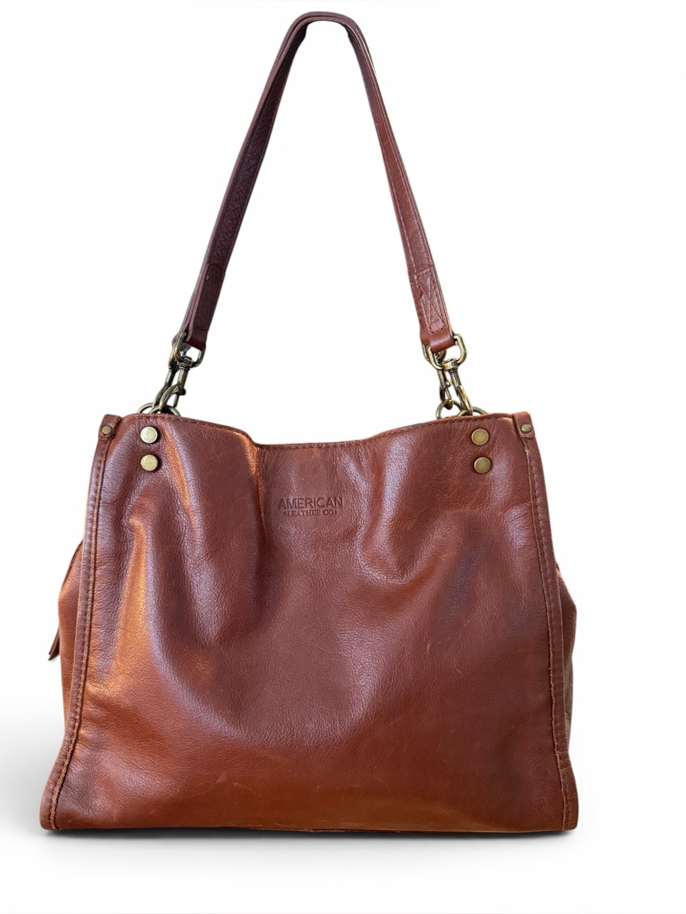 American Leather Co. Lenox Triple Entry Satchel Tote Bag in Cordovan Smooth